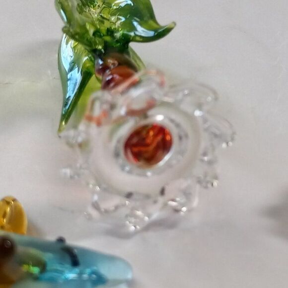 Minature blown glass figurines Two Fish and Palm Tree Cottagecore… - Picture 9 of 9